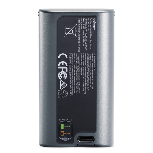 Produktfoto von Ersatzakku für Überwachungskamera. Rückansicht.