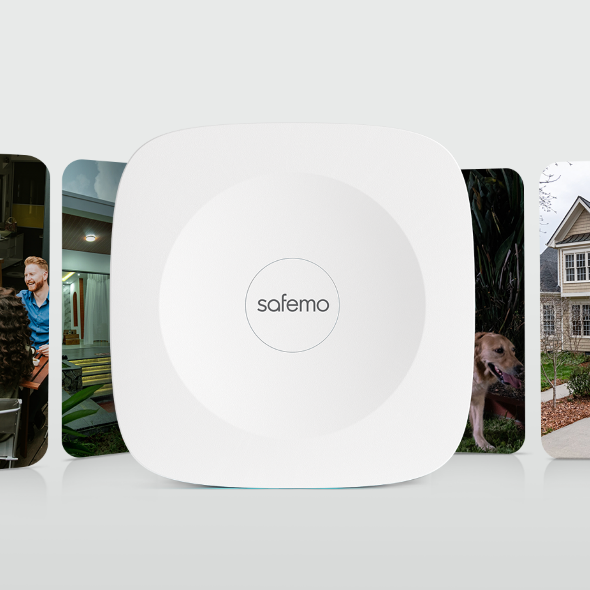 Produktbild eines Smart Hub Aufzeichnungsrekorders. Bildmaterial einer Überwachungskamera in einer Reihe im Hintergrund